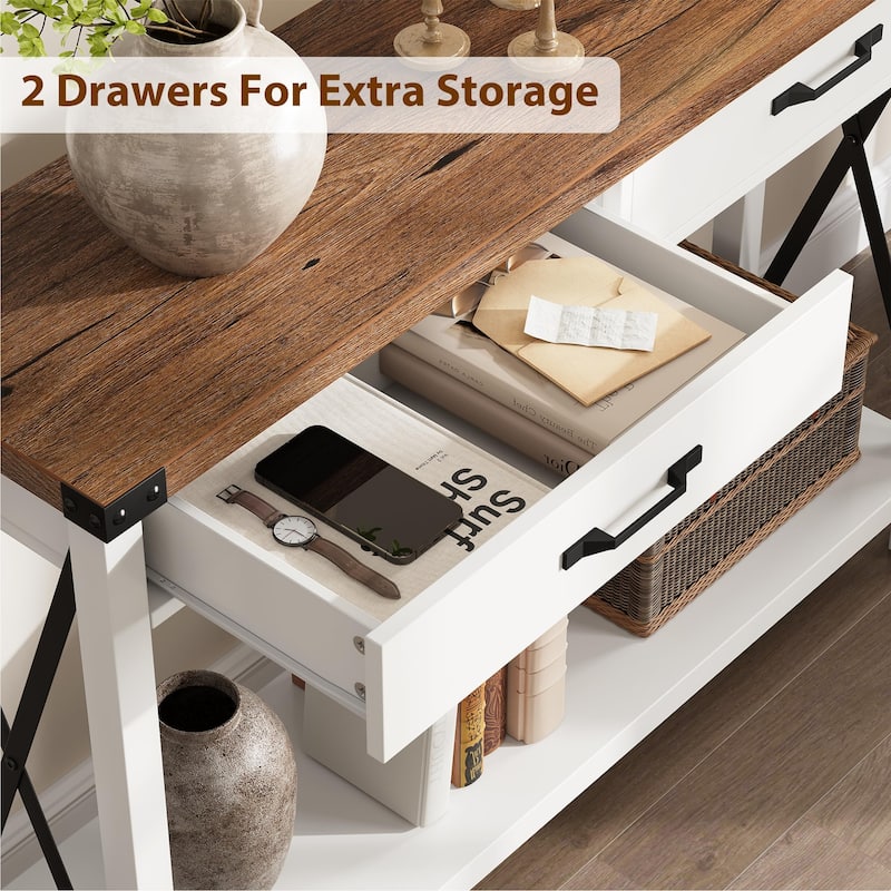 31-inch Side Table Suitable for Entrances, Hallways, and Living Rooms Two-Tier