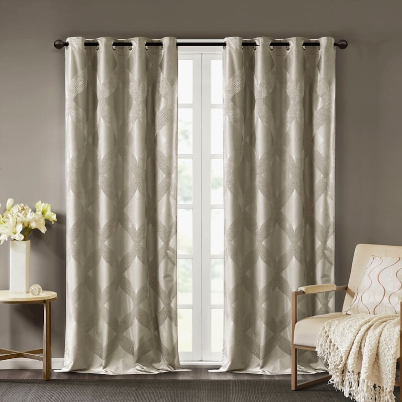 Ogee Knitted Jacquard Total Blackout Curtain Panel(Only 1 Pc Panel)