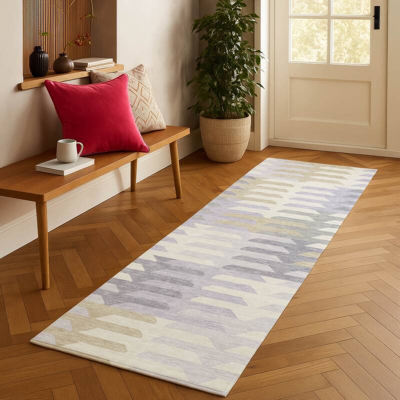 Machine Washable Indoor/ Outdoor Modern Stacks Chantille Rug