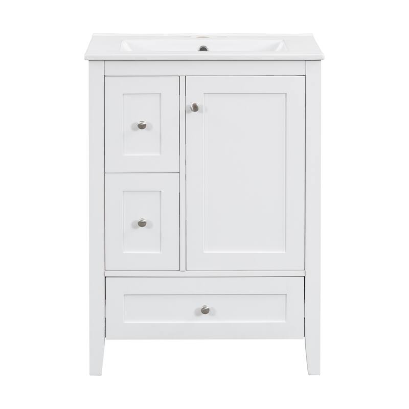 24-Inch Bathroom Vanity with Storage, Adjustable Shelf and Removable Dividers