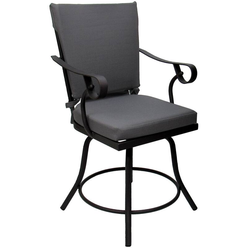 Outdoor or Indoor Patio Swivel Dining Chair - Jamey - Dark Gray Linen - Black