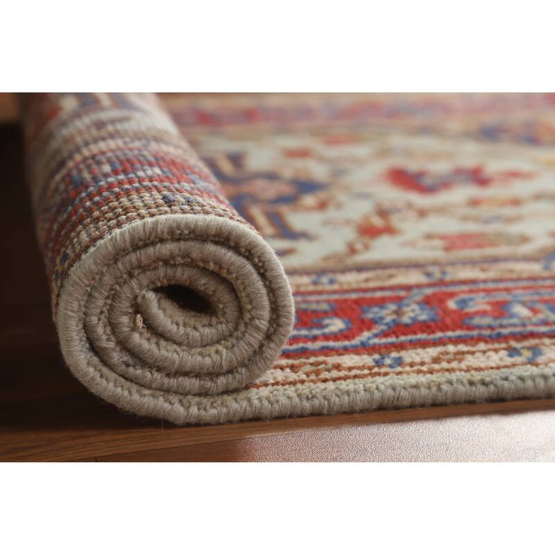 Hand Knotted Oriental 100% Wool Carpet Traditional Medallion Navy Blue & Blues Heriz (serapi) Area Rug - 5' 1'' X 3' 1''