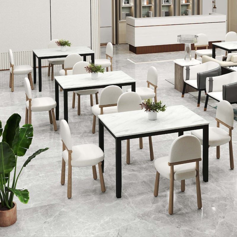 45" Rectangular Dining Table Compact Modern Kitchen Table - White + Black