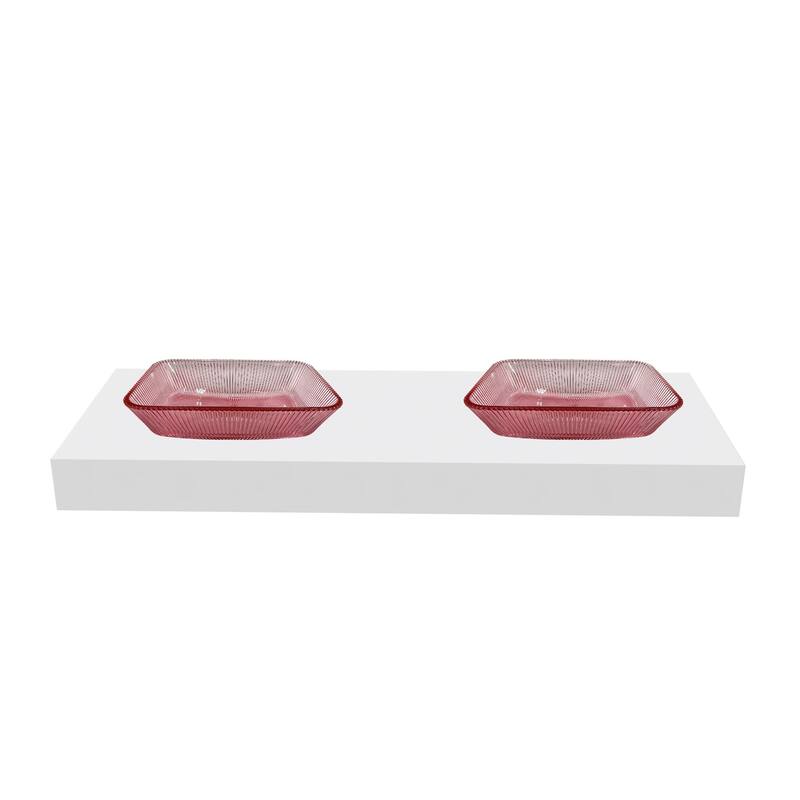 CastelloUSA 18" Rectangle Decorative Pink Crystal Sink With Base