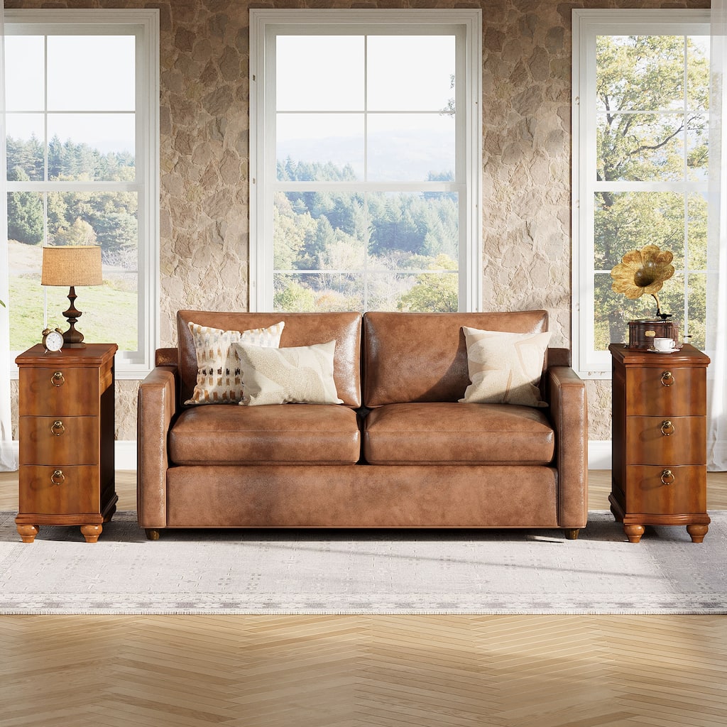 Wood Side Table with 3-Drawers, Fully Assembled Narrow Slim End Table, Nightstand for Bedside