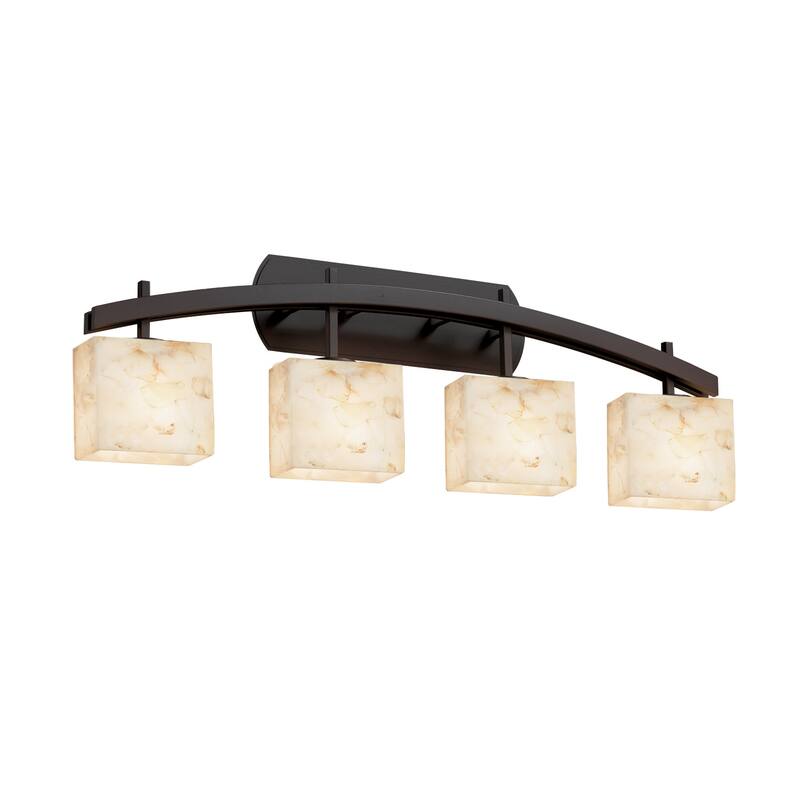 Justice Design Alabaster Rocks Archway 4-light Dark Bronze Bath Bar, Rectangle Shade
