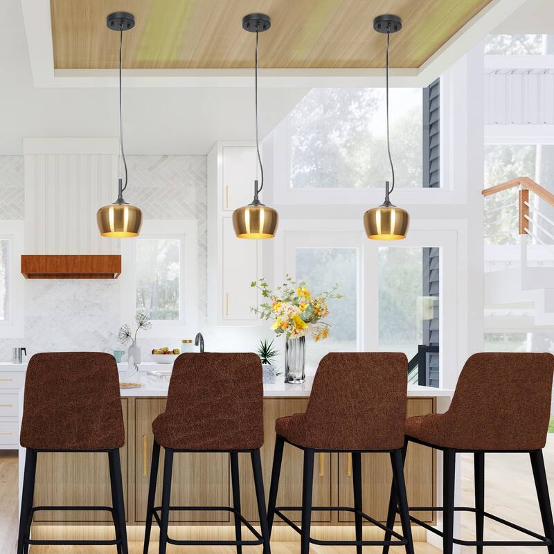 Modern Farmhouse Black Gold 1-Light Pendant Light Dome Island Lights for Dining Room - Electroplated Copper
