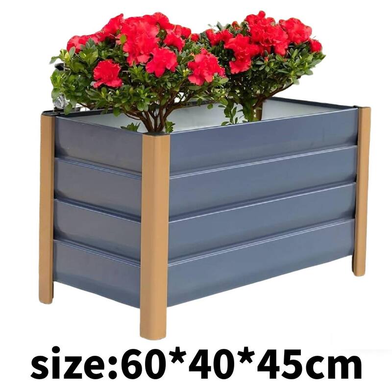 23.62" Single-Layer Deep Bottom Drainable Planting Bed, Raised Garden Bed, Grey - N/A