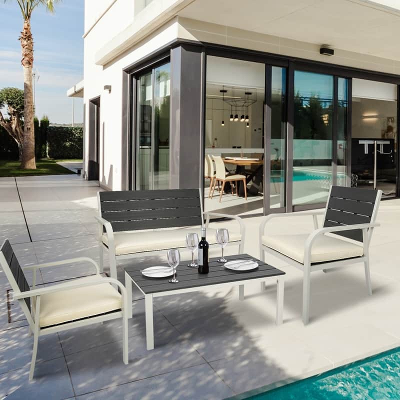 Outdoor Sectional Sofa Set with Coffee Table Patio Conversation Sets