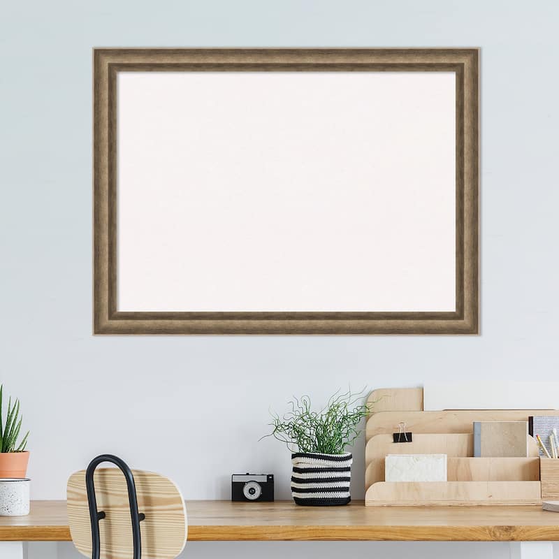 Angled Bronze Wood Framed White Corkboard Bulletin Board