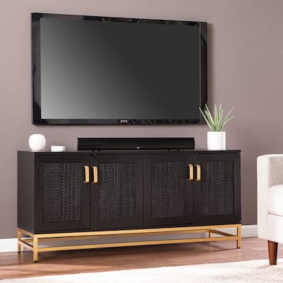 SEI Furniture Rennie Contemporary Black Wood Grain Media TV Stand for TV's up to 53"