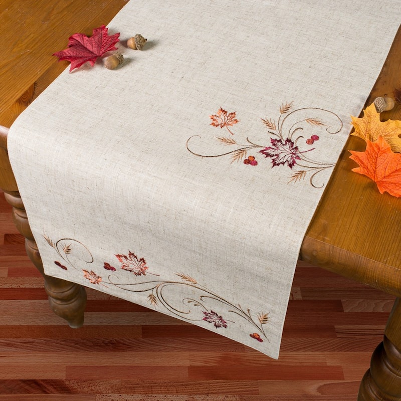 DII Embroidered Table Runner 14x108 inch