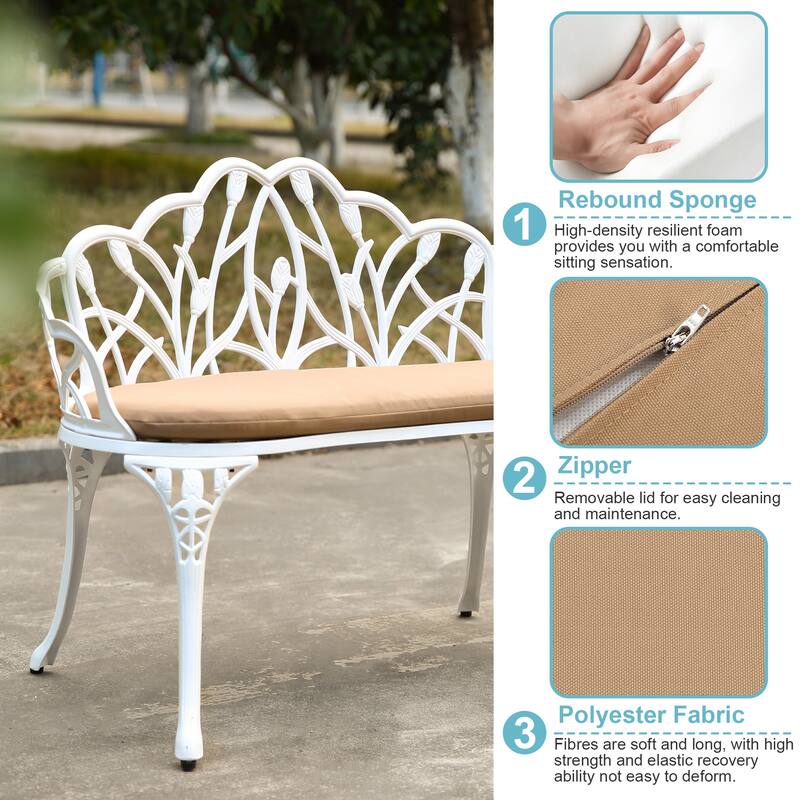 HOMEFUN Aluminum Outdoor Tulip Garden Bench