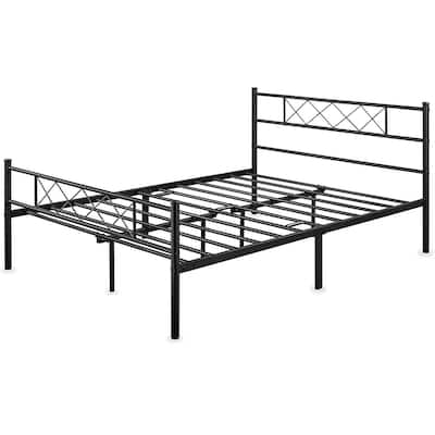 Traditional Powder Coated Slatted Metal Platform Bed