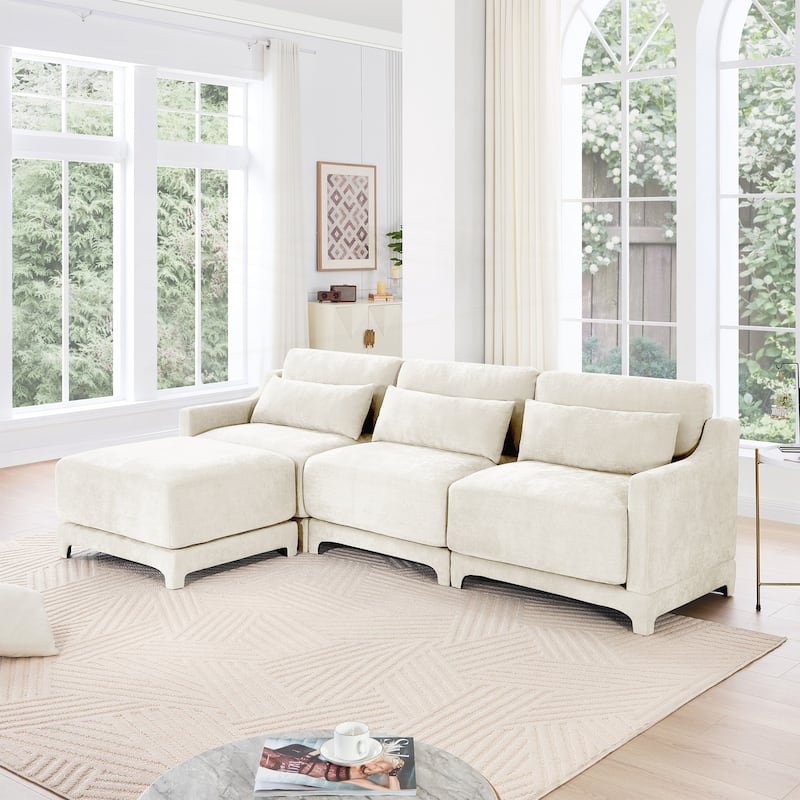 Three-seater Chenille sofa