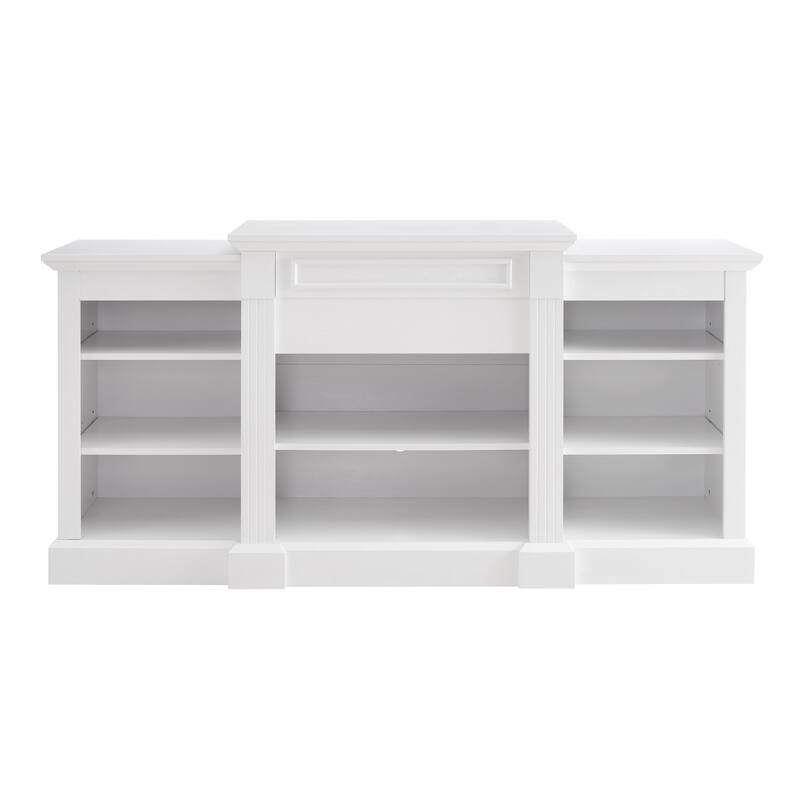 ​Modern Cream White Multi Functional TV Stand with 3 Spacious Storage and Adjustable Shelf for Living Room or Entryway​