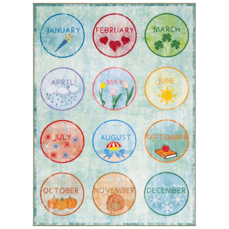 SAFAVIEH Kids Playhouse Machine Washable Slip Resistant Ronna Alphabet - 7'9" x 10'