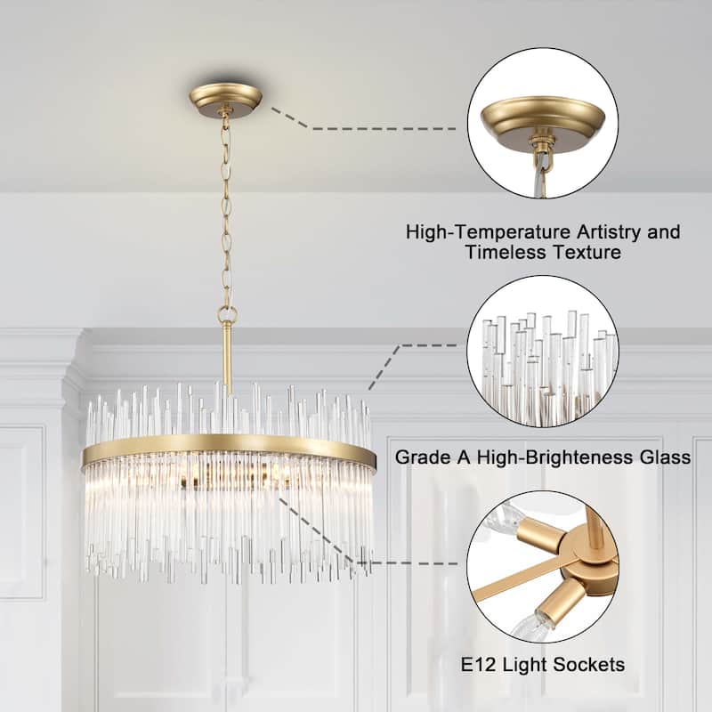 Casandra 5-light Shiny Bronze Chandelier with Clear Glass Bars - Shiny Bronze