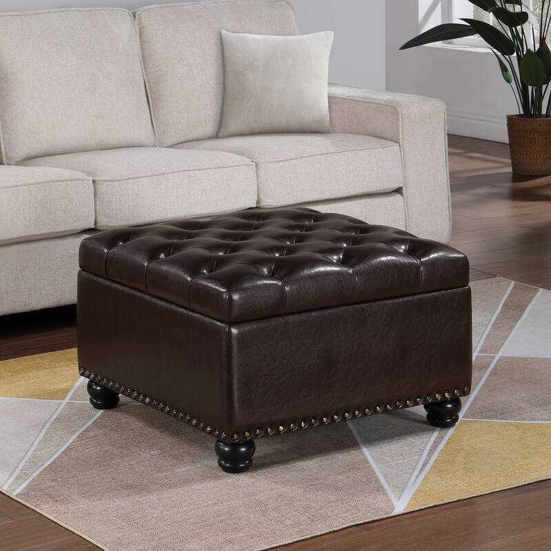 Ottoman Coffee Table with Built-in Storage for Living Room, with Upholstered Top and Stylish Modern Design