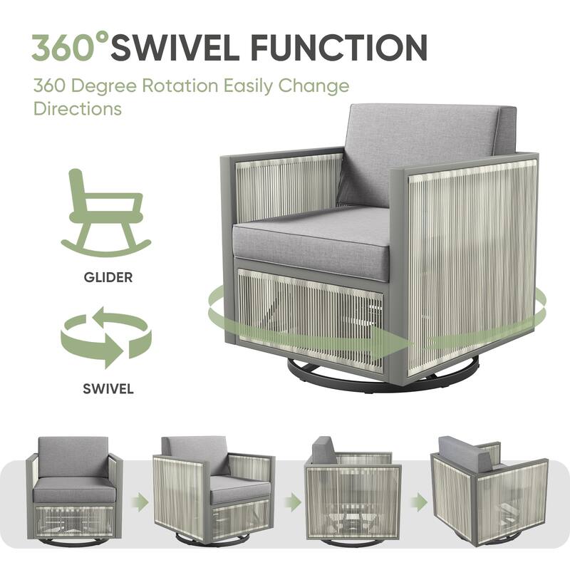 Gymojoy Outdoor Swivel Glider Chairs Wicker Patio Chairs with Thick Cushions