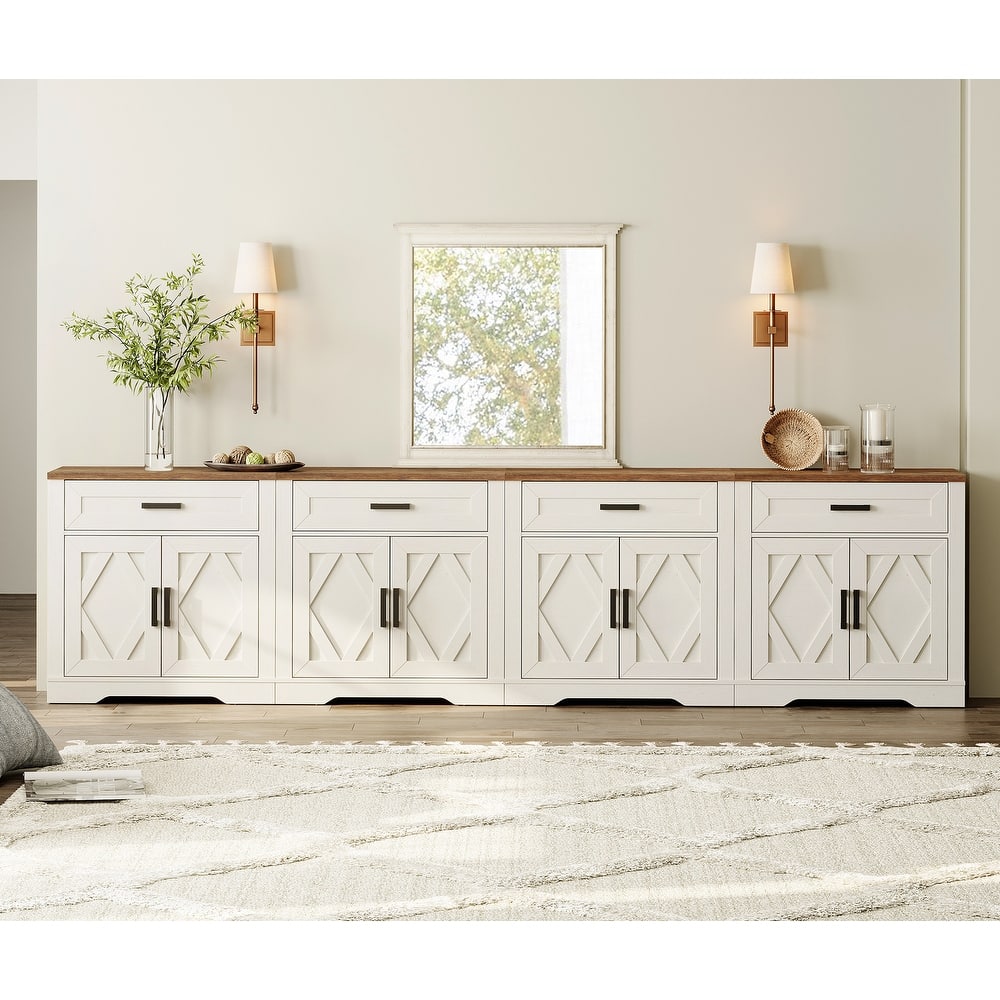 Farmhouse Entertainment Center with Storage Barn Door Cabinet for 50"-130" TVs