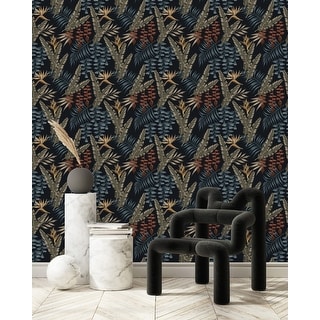 Dark Palm Leaves Wallpaper Peel and Stick and Prepasted - Bed Bath ...