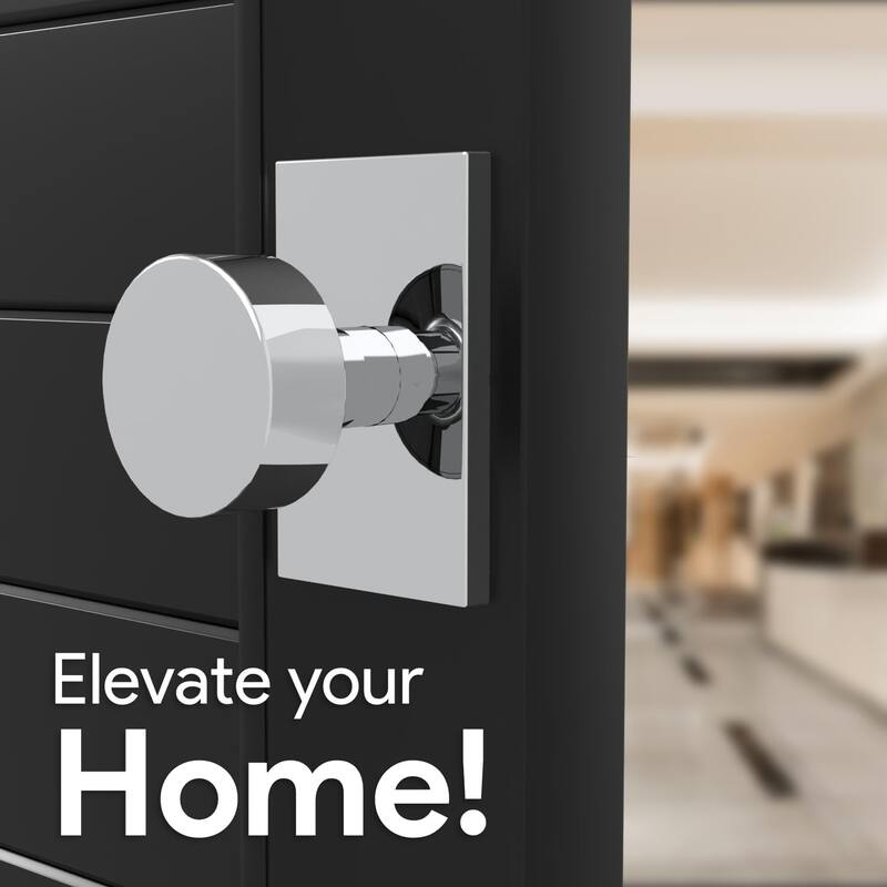 Mega Handles LAURA Dummy Round Door Knob with Slim Square Plate | Non-Turning, Reversible Handing | Easy to Install