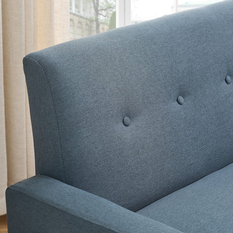 Cotton & Linen Loveseat Sofa with Built-in Storage and Side Pocket