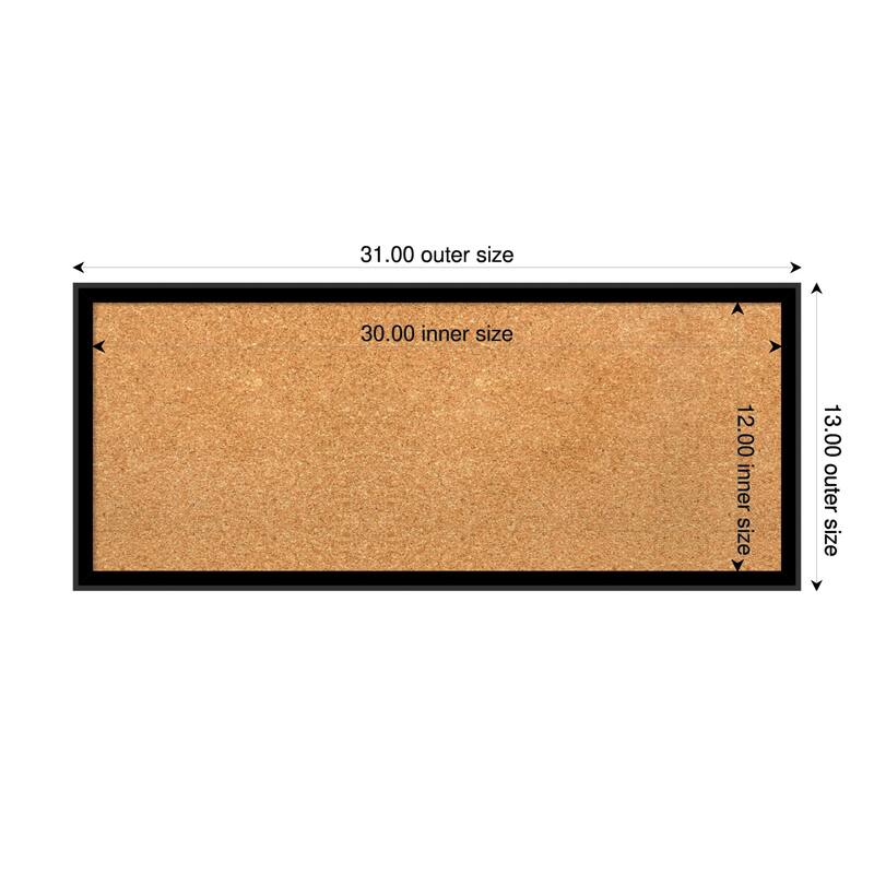 Incline Black Wood Framed Cork Board - Bulletin Board, Organization Board, Pin Board - Natural - 31 x 13 in