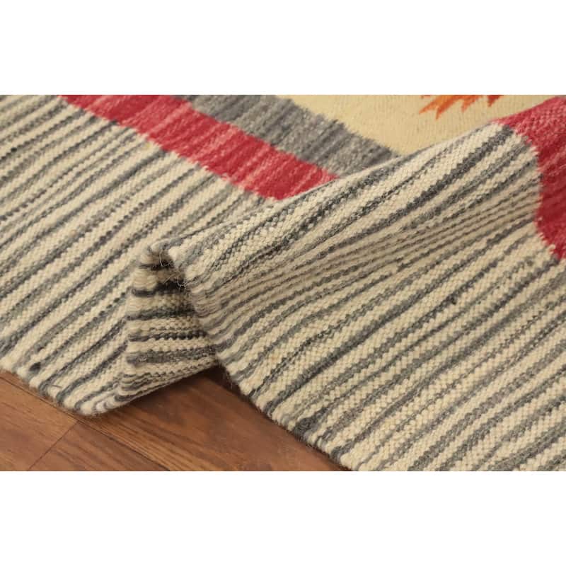 Hand Woven Oriental 100% Wool Carpet Southwestern Geometric Multi-Colored Kilim Area Rug - 12' 8'' X 9' 5''