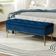 preview thumbnail 107 of 137, HULALA HOME Neptunus Modern 45.5" W Velvet Bedroom Storage Bench for End of Bed with Nailhead Trim NAVY