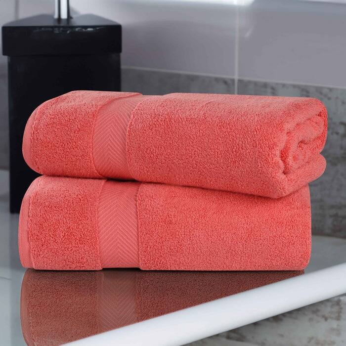 Superior Soft Oversize Zero Twist Cotton Bath Sheets (Set of 2) - Coral