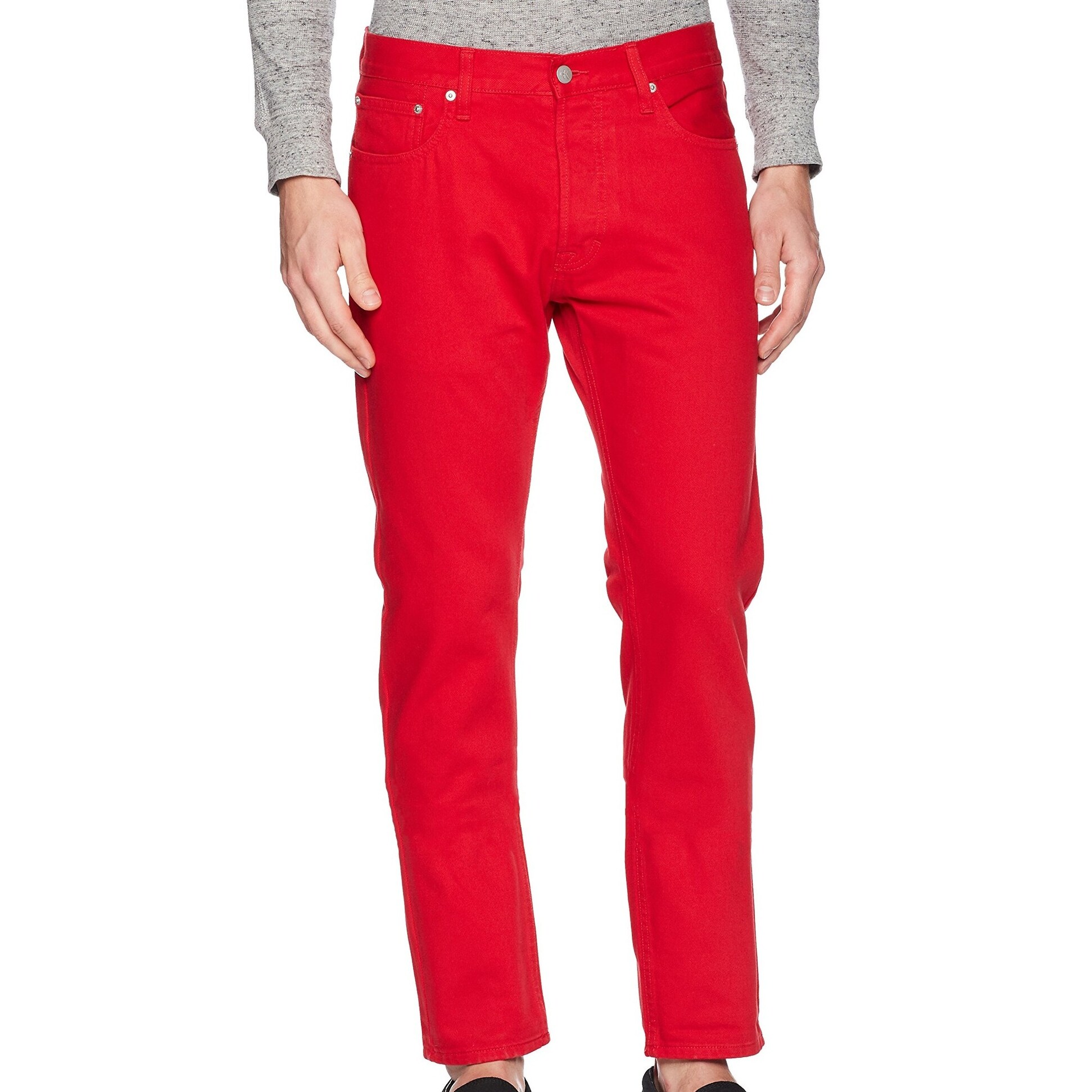 red stretch jeans