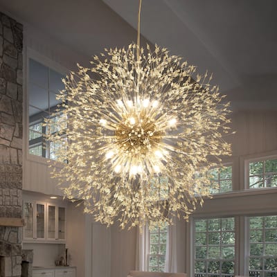 Contemporary 16/20/24/30-Light Glam Oversized Firework Crystal Sputnik Chandelier Dandelion Pendant Light, Includes Bulbs