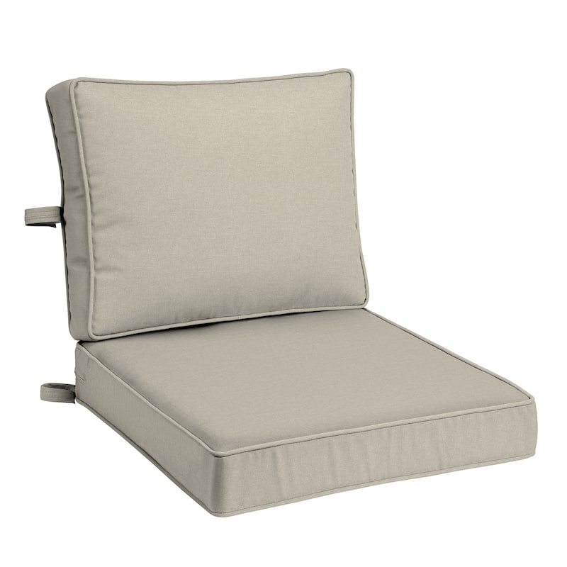 ARDEN Foam Outdoor Double Welted Deep Seat Cushion Set, 24 x 24 - Heathered Taupe Woven Solid