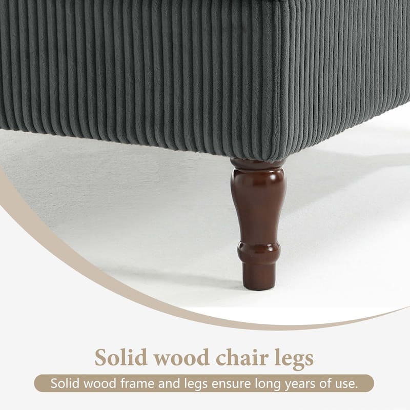 Corduroy Upholstered Modular Corner Sectional Sofa with Reversible Ottoman