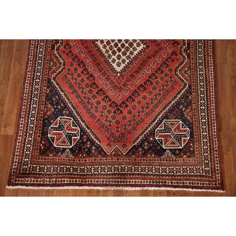Qashqai Persian Vintage Area Rug Bedroom Hand-knotted Wool Carpet - 4'4"x 7'0"