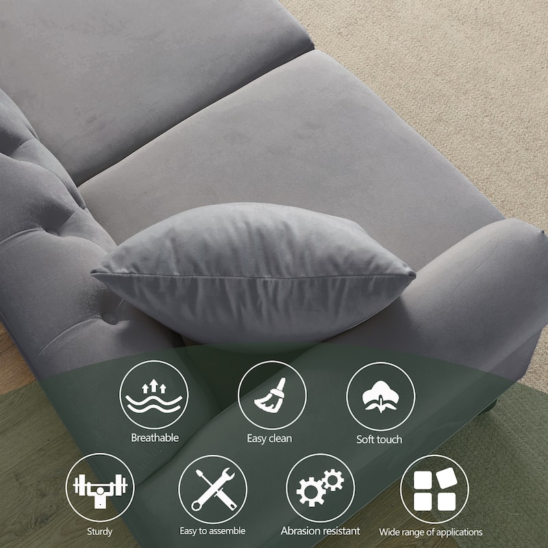 Classic 3-Seater Chesterfield Sofa with Velvet Upholstery and Solid Wood Frame