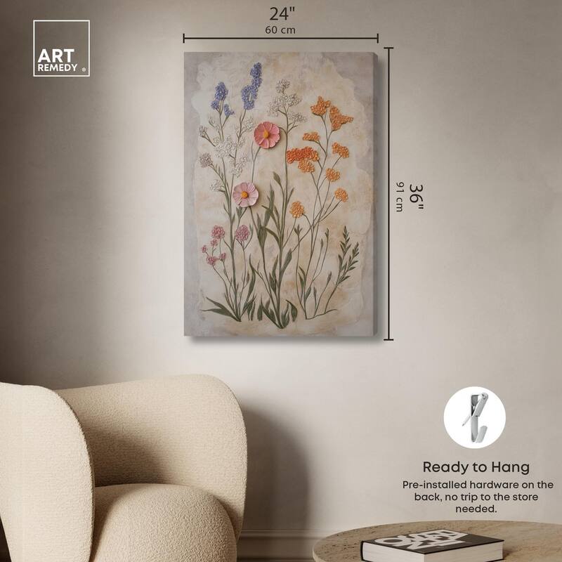 Sculpted Flora Frieze I Canvas by Art Remedy, Gallery Wrapped