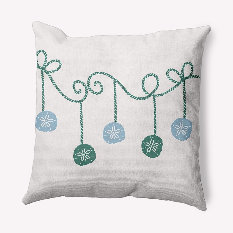 Sanddollar Ornaments Christmas Soft Spun Polyester Decorative Throw Pillow - 18 x 18 - Snow/Mint