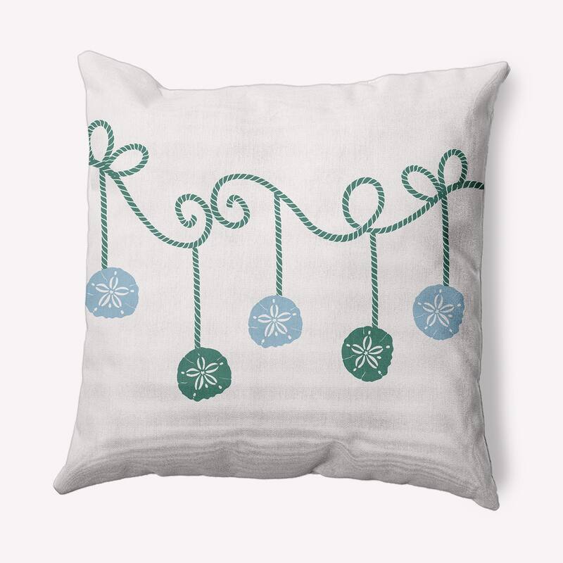 Sanddollar Ornaments Christmas Indoor/Outdoor Throw Pillow - 20" x 20" - Snow/Mint