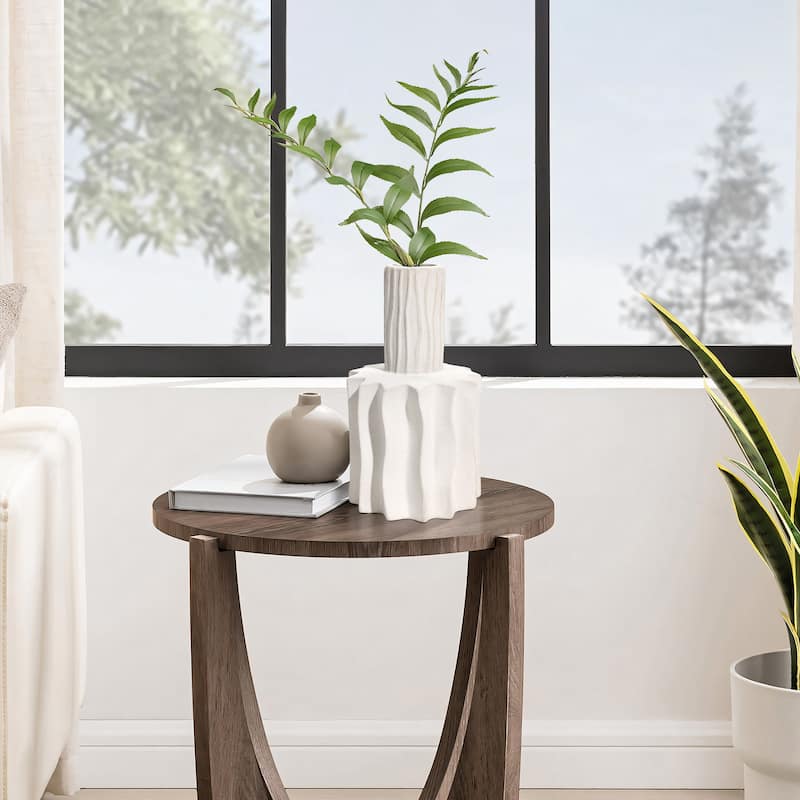 White Fluted Stoneware Table Vase (Single)