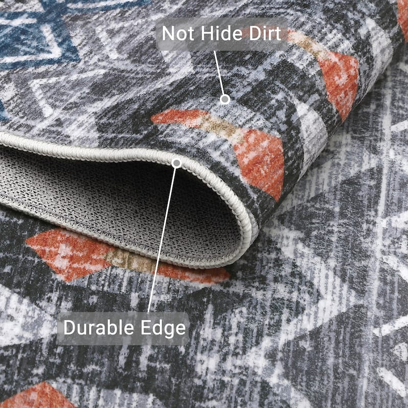 Garvee Boho Geo Low Pile Foldable Area Rug