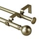 preview thumbnail 15 of 32, Round Ball Designer Double Drapery Adjustable Curtain Rod & Hardware 28"-48" - Antique Gold
