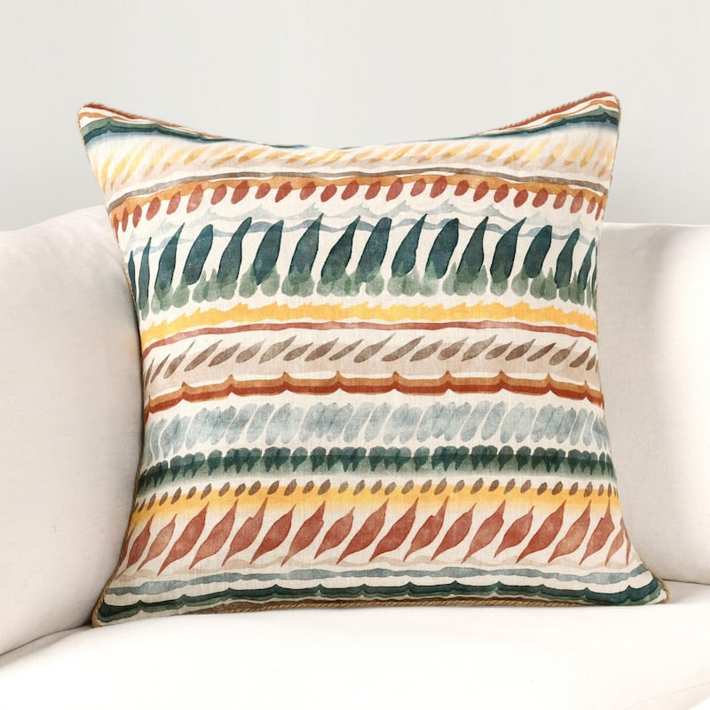 Villa by Classic Home Cetara 22" Belgian Linen Multi-Color Throw Pillow