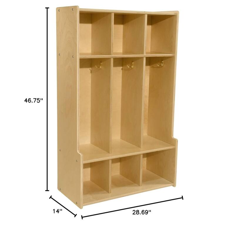 Contender 3-Section Coat Locker With Bench and Cubbies Storage Shelves, Backpack Hook, Shoe Bench Entryway With Storage - 28.75"