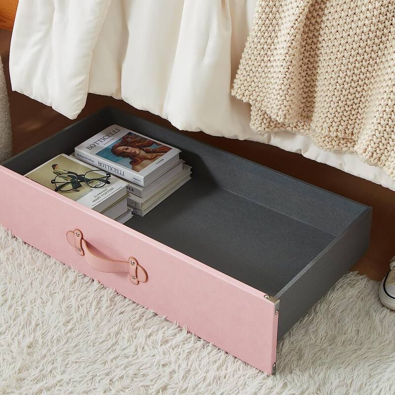 Texture® Brand - Rolling Under Bed Storage Drawer by DormCo - Heavenly Pink
