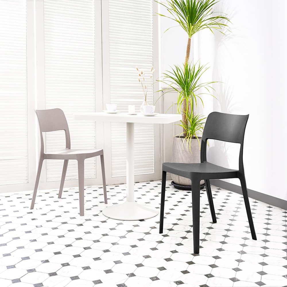 La Vie Resin Stackable All Weather Armless Chair, Set of 2