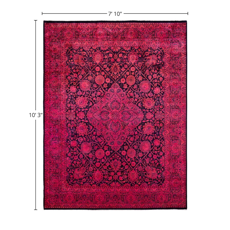 Overdyed, One-of-a-Kind Hand-Knotted Area Rug - Pink - 7' 10" x 10' 3"