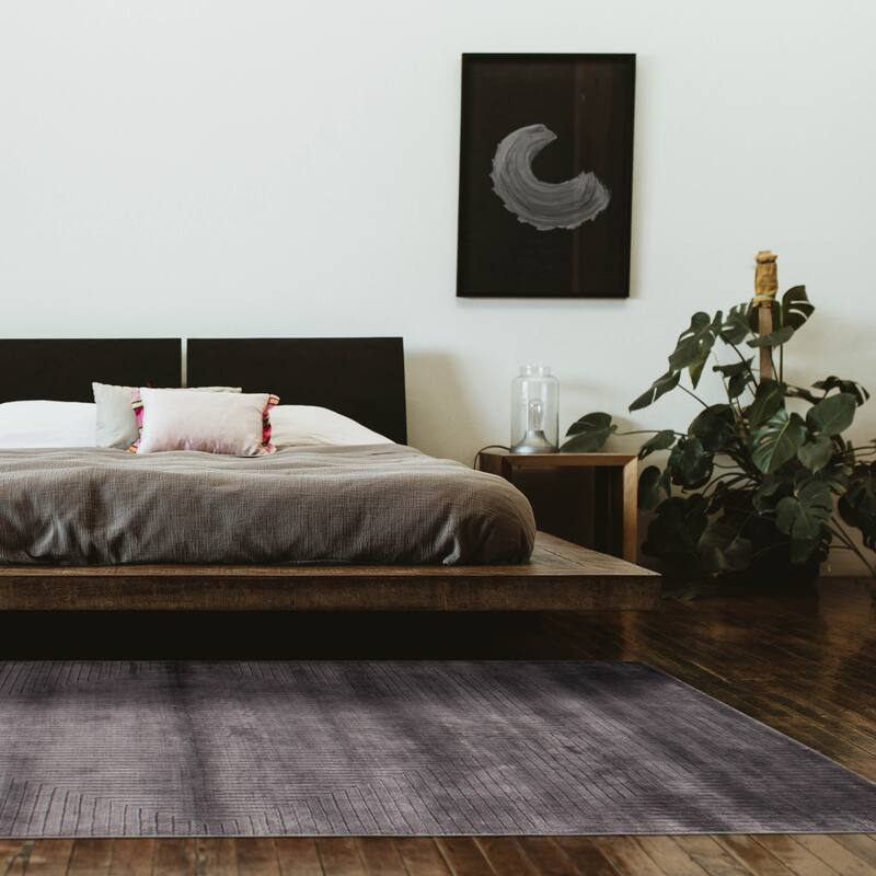 ECARPETGALLERY Hand Loomed Kashkuli Gabbeh Grey Viscose Rug - 5'7 x 7'10